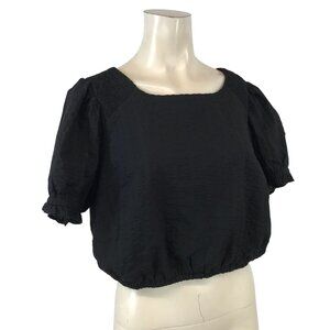 TORRID - WOMEN'S 0 - BLACK SHORT SLEEVE ROUND NECK ELASTIC WAIST CROP TOP